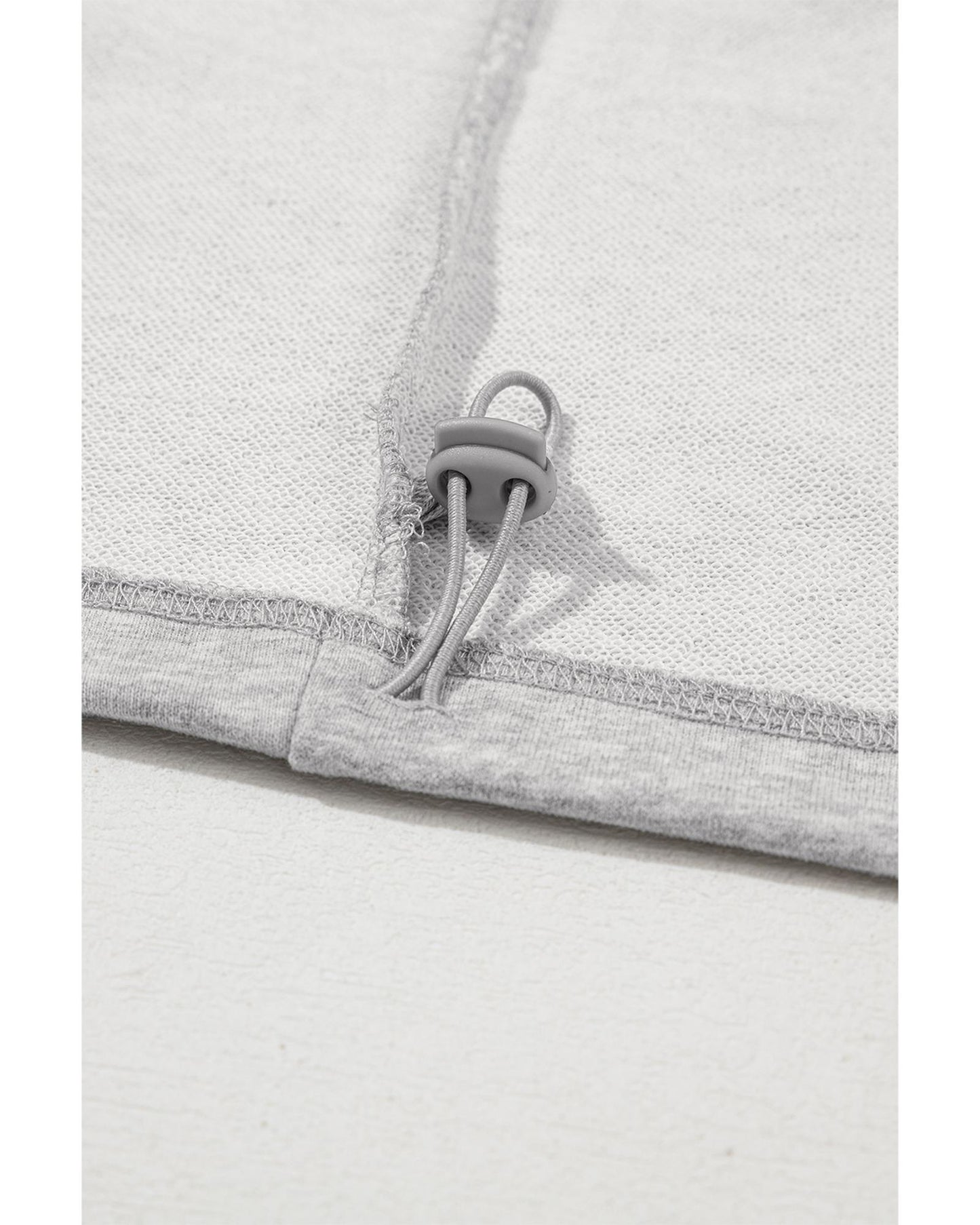 Light Grey Solid Kangaroo Pocket Half Zipper Oversized Hoodie - S