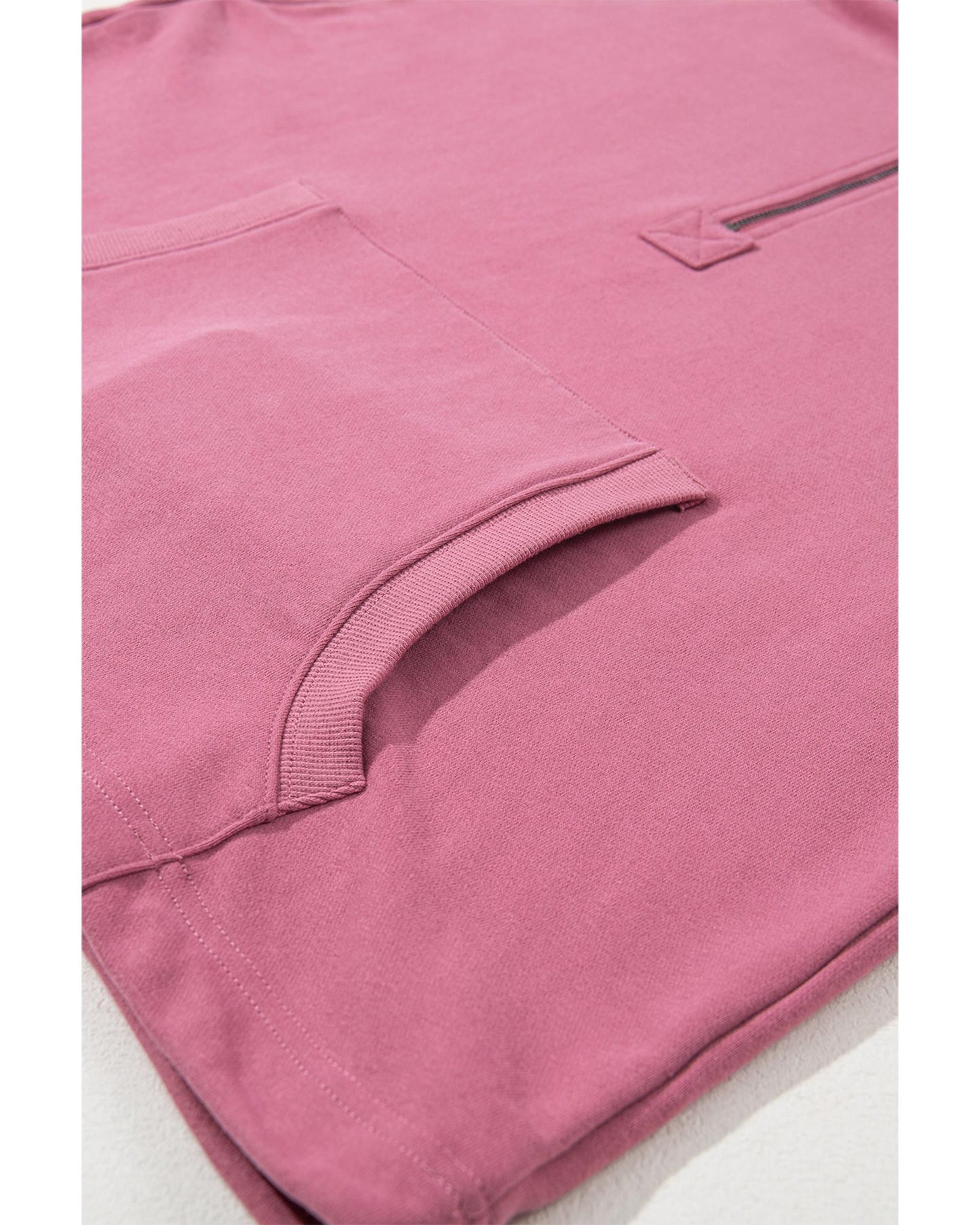Valerian Solid Kangaroo Pocket Half Zipper Oversized Hoodie - L