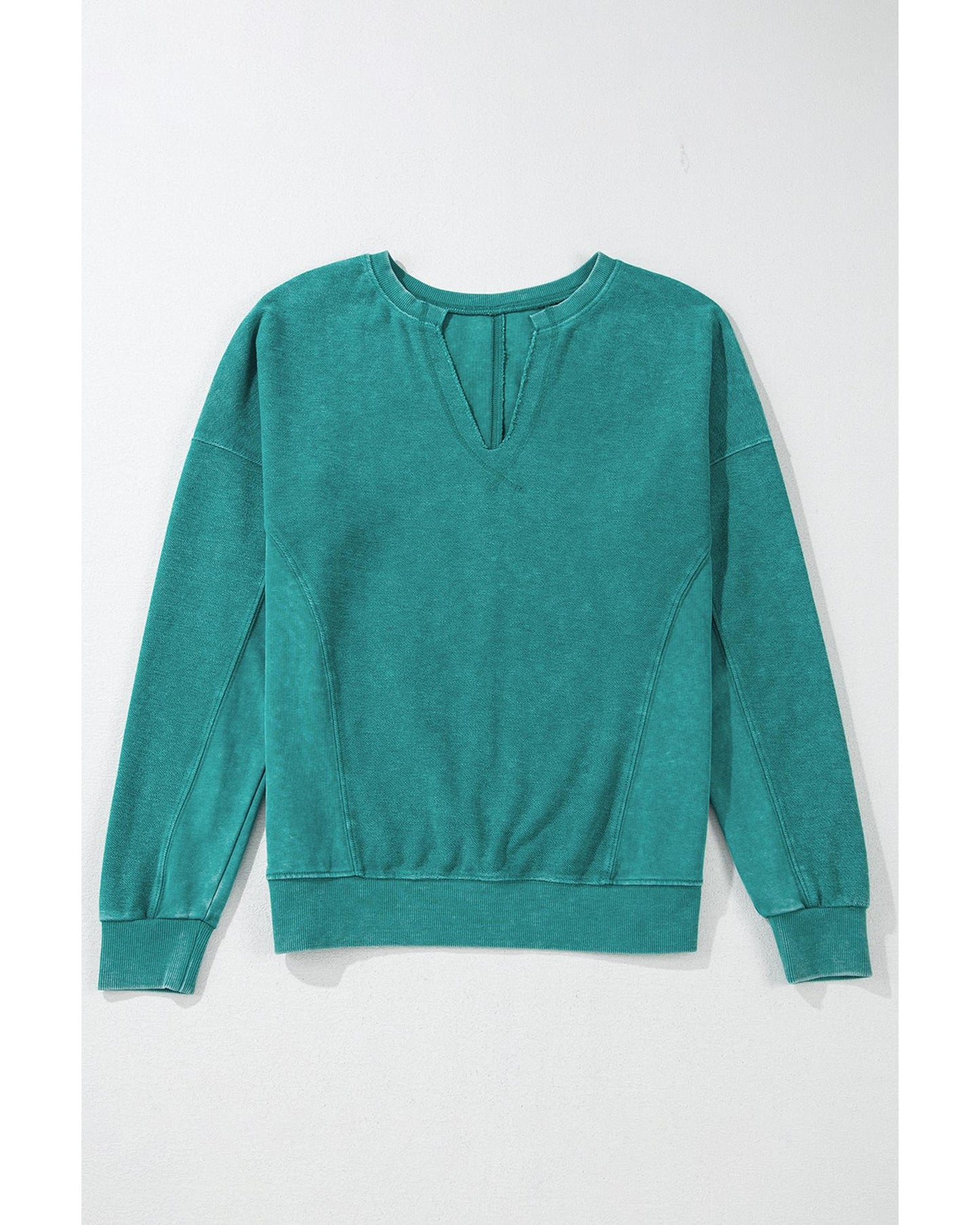 Skobeloff Solid Color Notched Neck Drop Shoulder Sweatshirt - 2XL