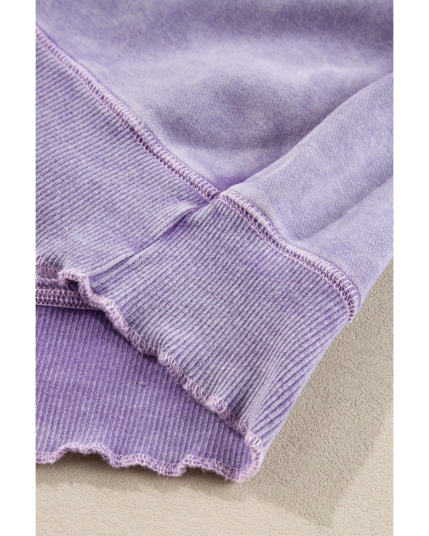 Orchid Petal Solid Waffle Knit Patchwork Raglan Sleeve Sweatshirt - S