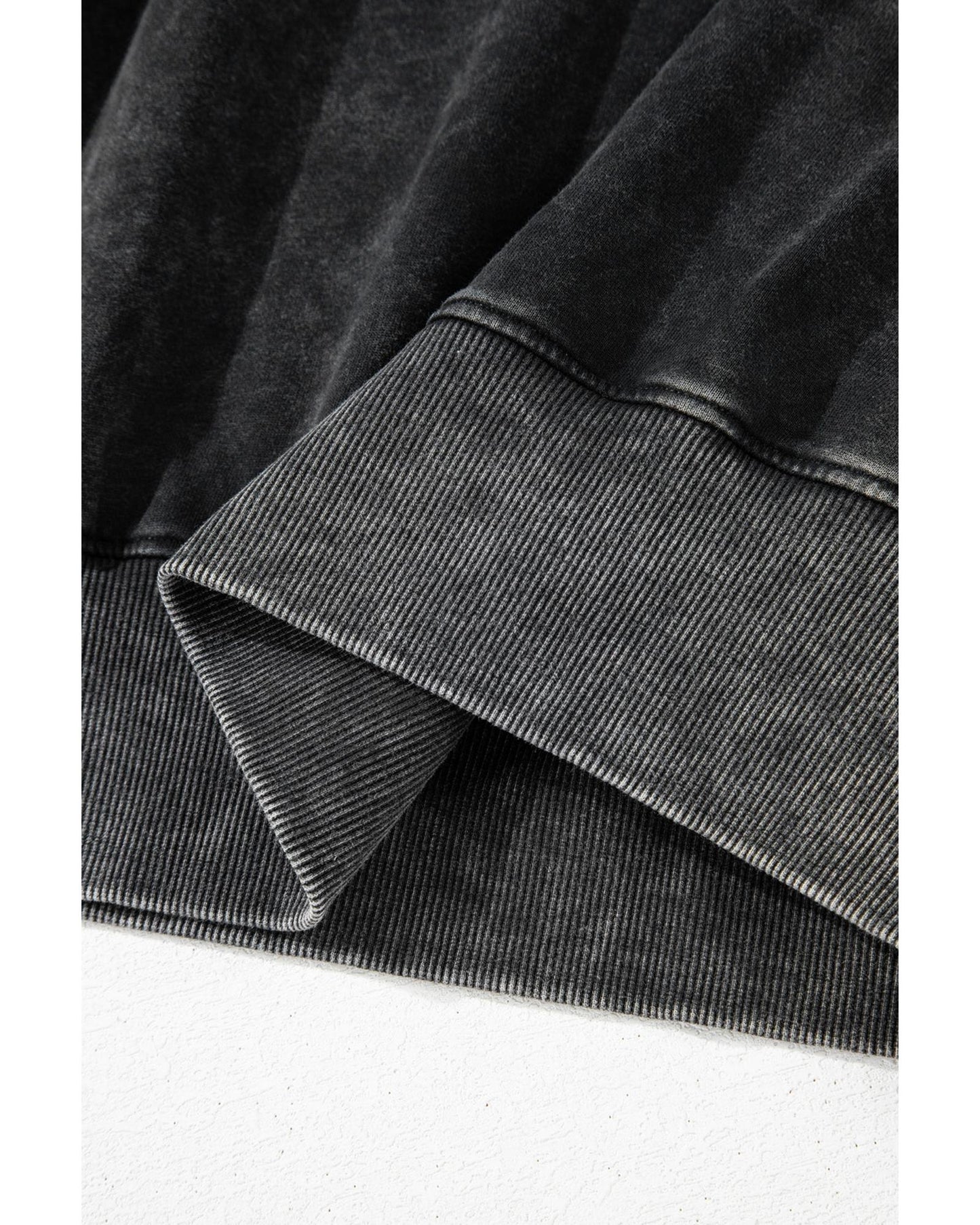 Black Solid Snap Buttons Collared Balloon Sleeve Oversized Sweatshirt - 2XL