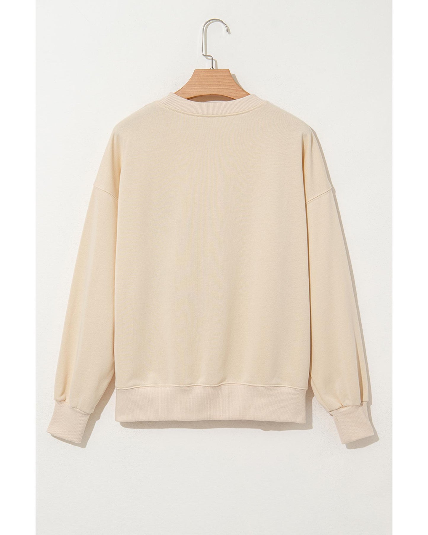 Apricot THANKS Chenille Embroidered Drop Shoulder Graphic Sweatshirt - L