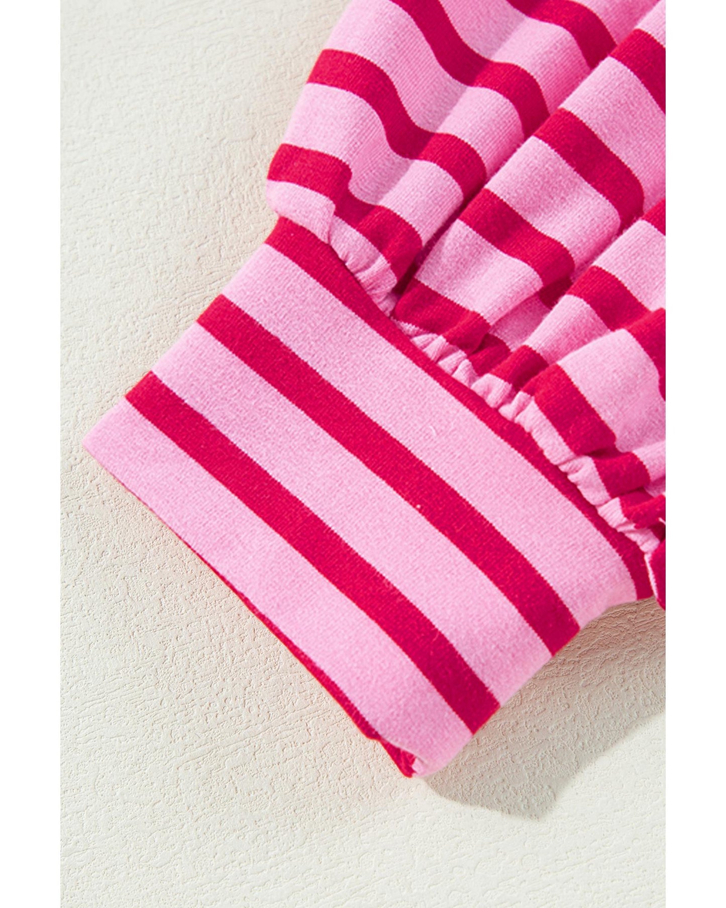 Sachet Pink Striped Print Crew Neck Drop Shoulder Sweatshirt - L