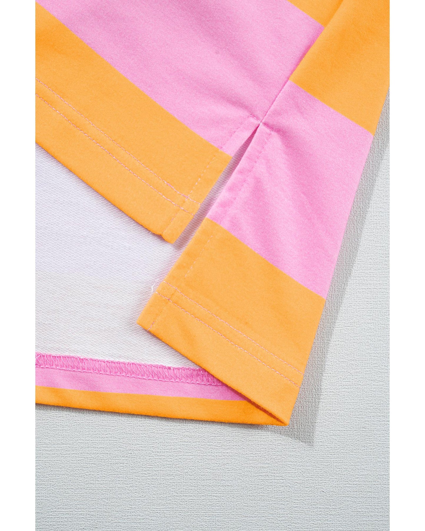 Yellow Stripe Color Block Polo Collar Sweatshirt - S