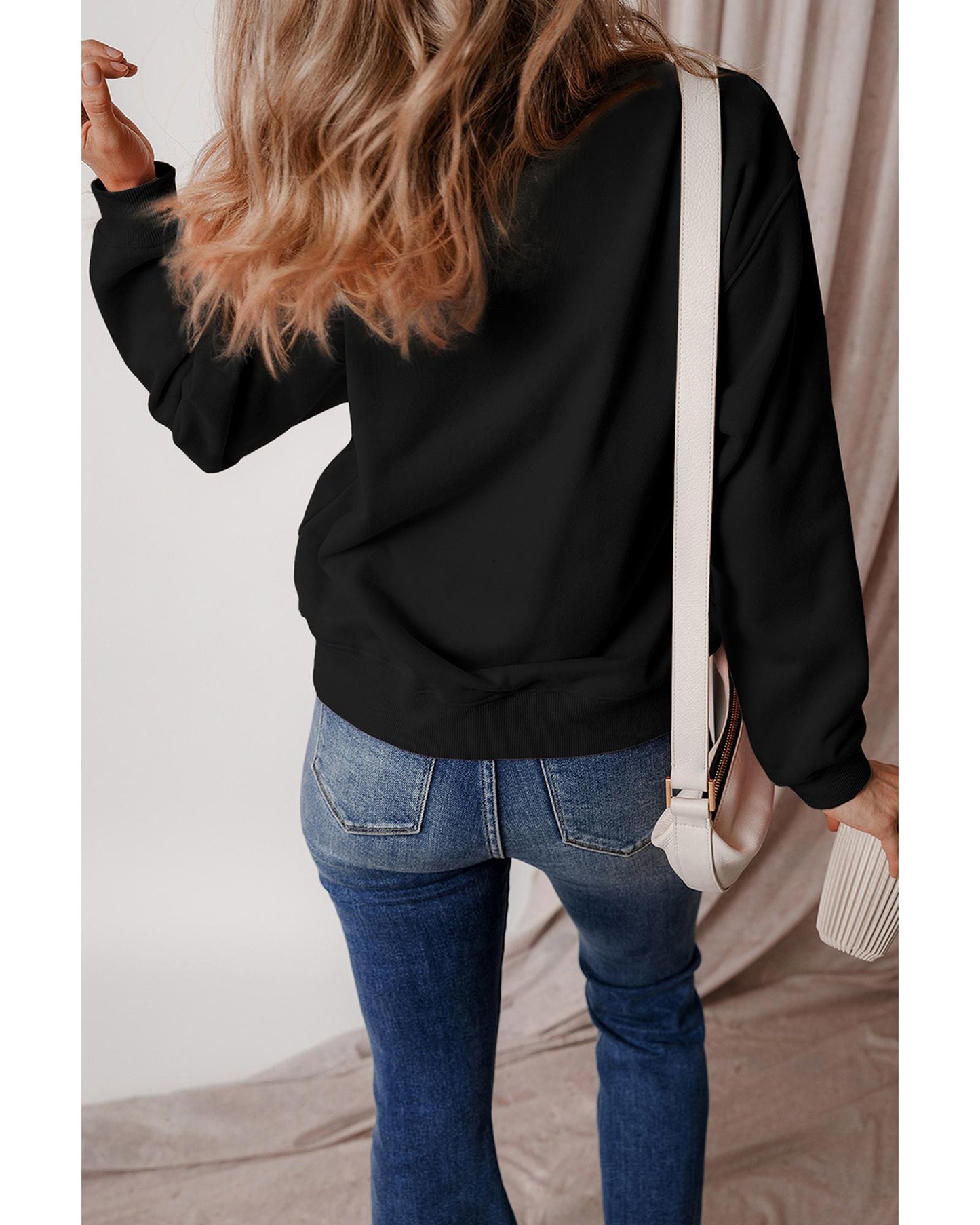 Black Thanksgiving Pumpkin Graphic Drop Shoulder Sweatshirt - L