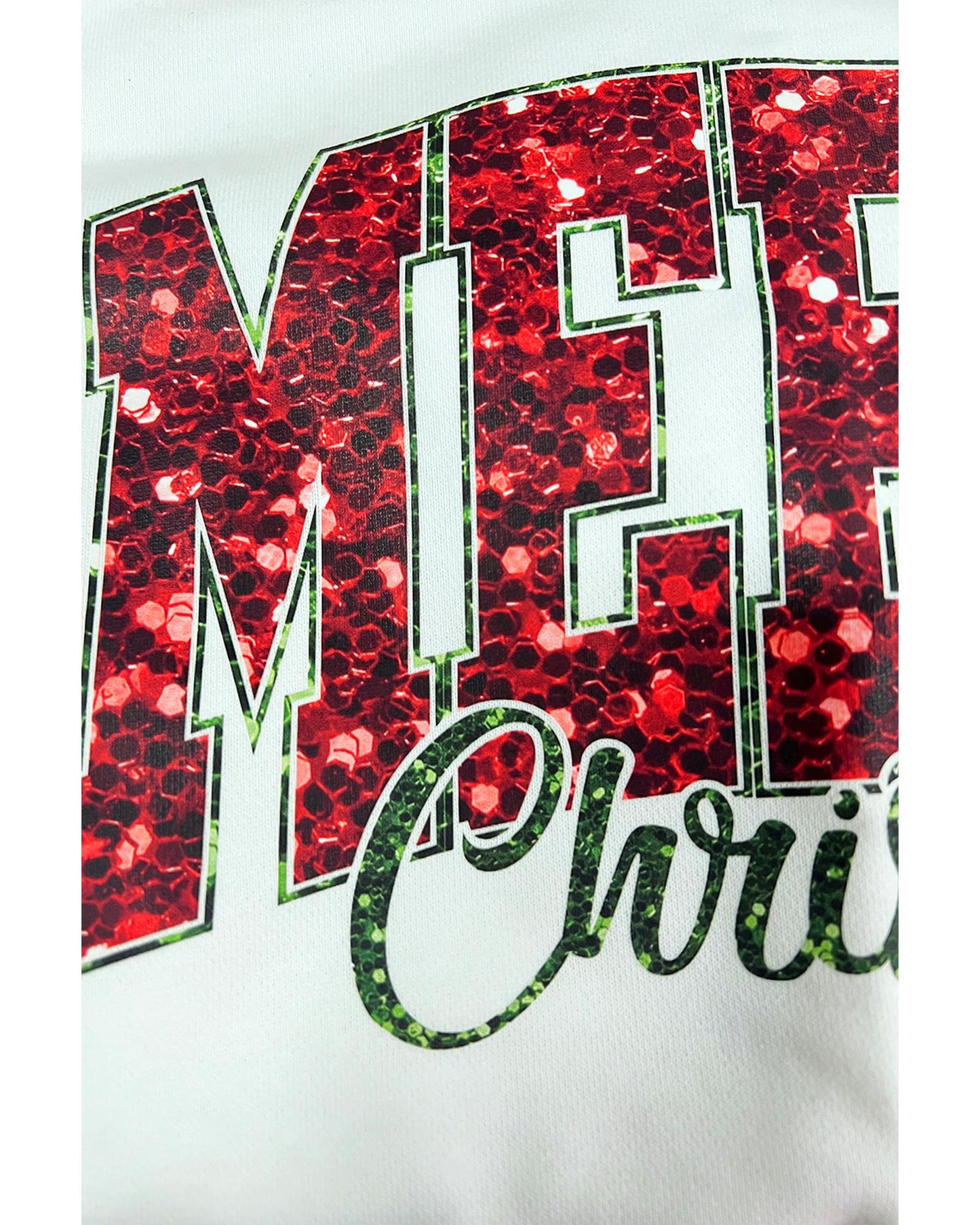 Beige MERRY Christmas Heat Transfer Printing Crewneck Pullover Sweatshirt - 2XL