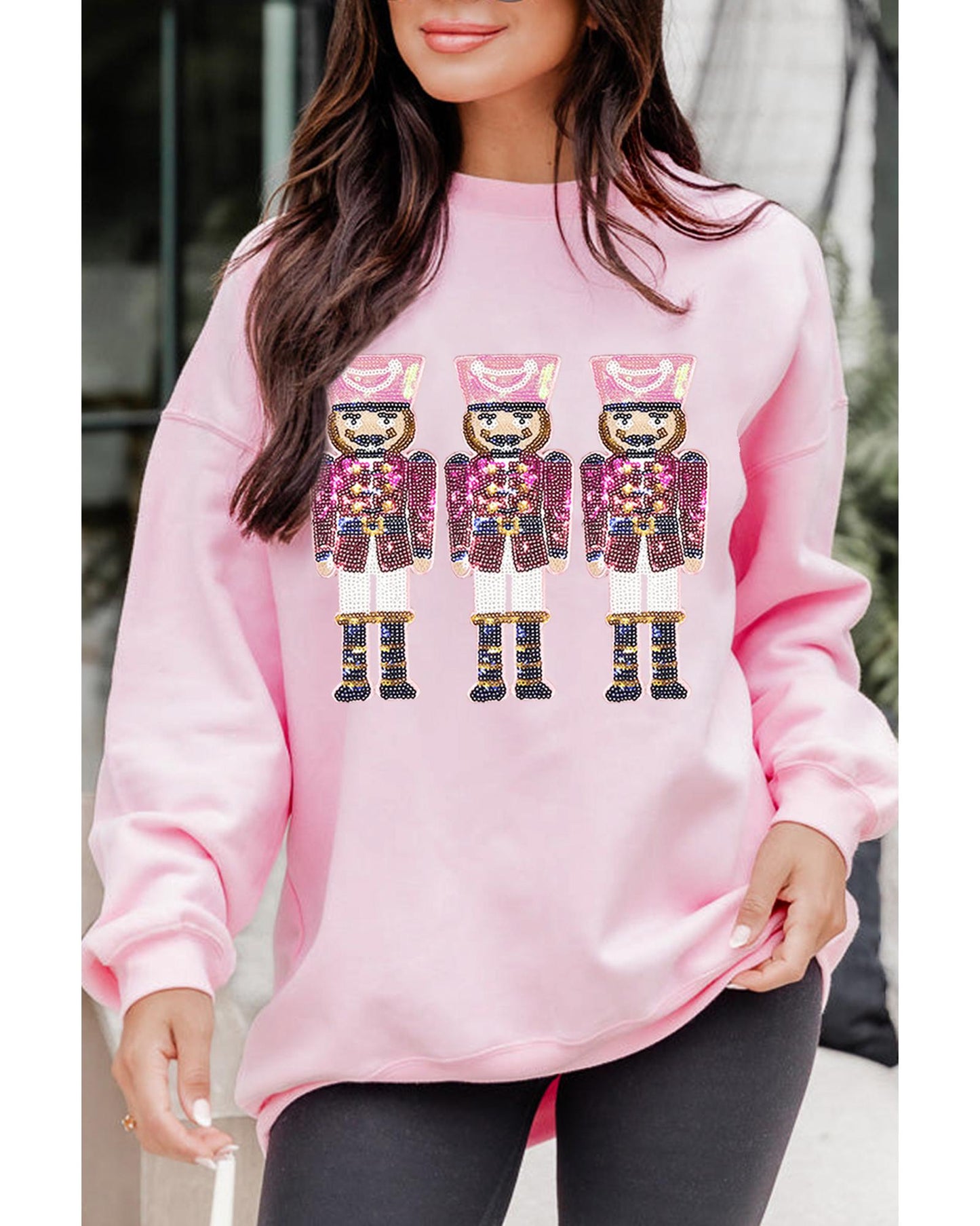 Pink Christmas Nutcracker Graphic Pullover Sweatshirt - 2XL