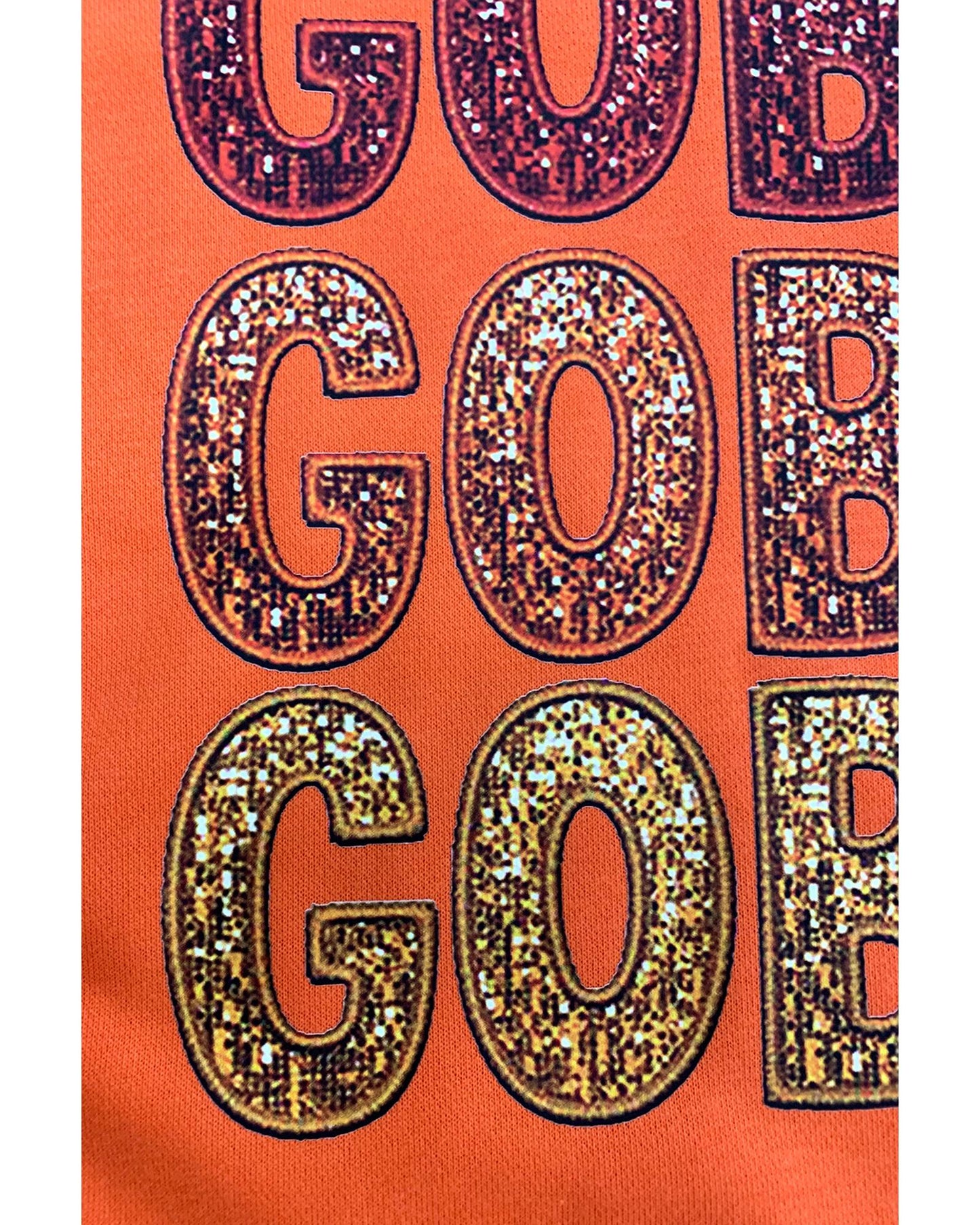 Orange Thanksgiving GOBBLE Print Round Neck Pullover Sweatshirt - S