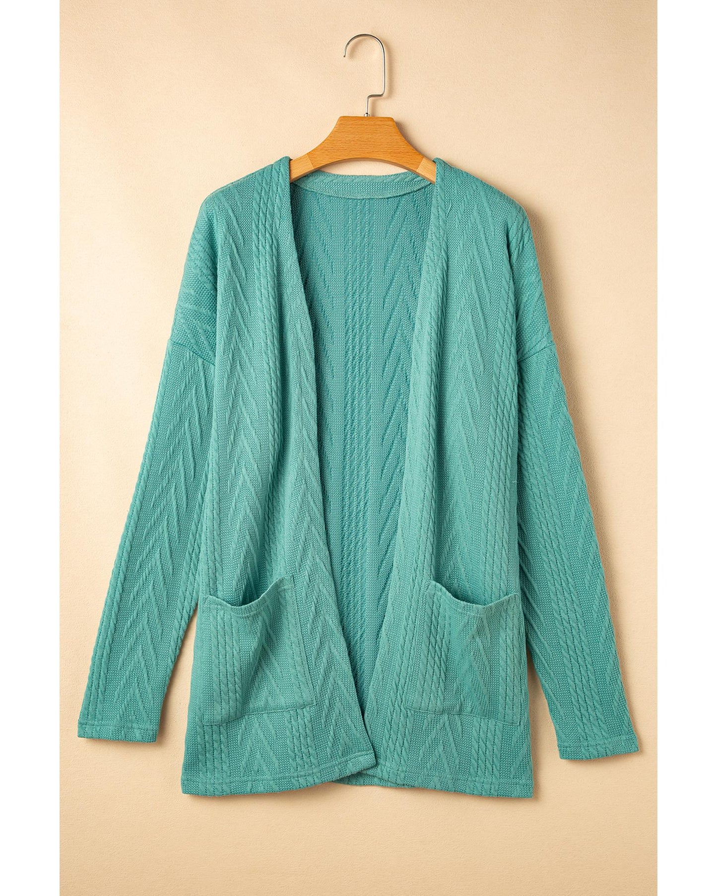 Canton Solid Textured Open Front Cardigan with Pocket - L