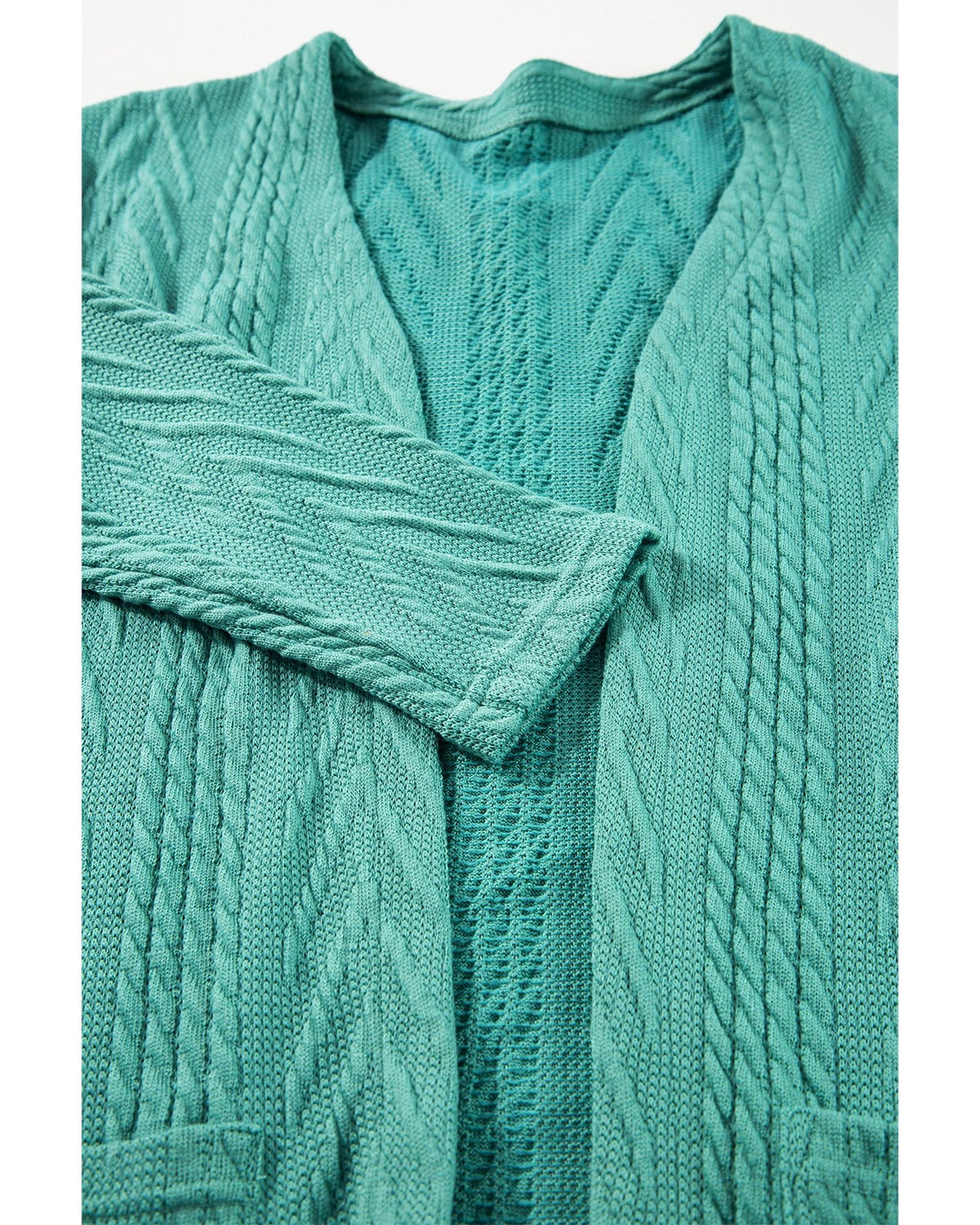 Canton Solid Textured Open Front Cardigan with Pocket - L
