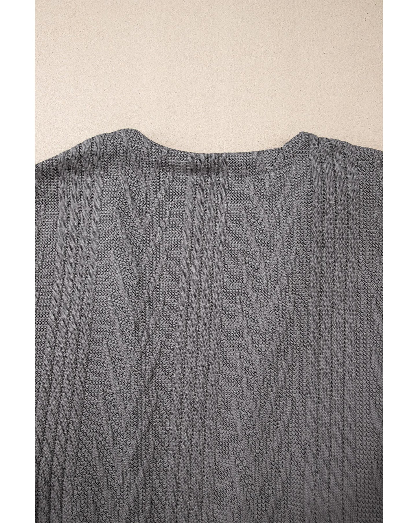 Medium Grey Solid Textured Open Front Cardigan with Pocket - L