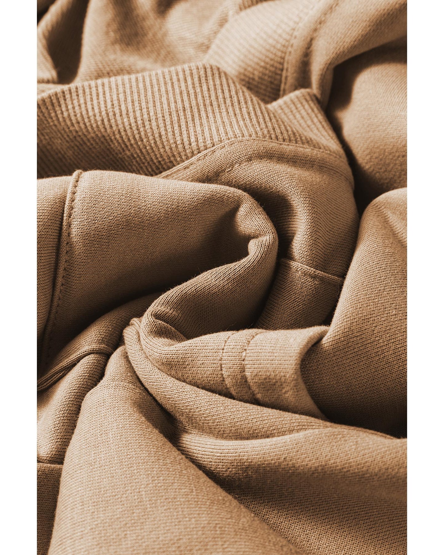 Light French Beige Ribbed Edge Exposed Seam Knit Cardigan with Pockets - M
