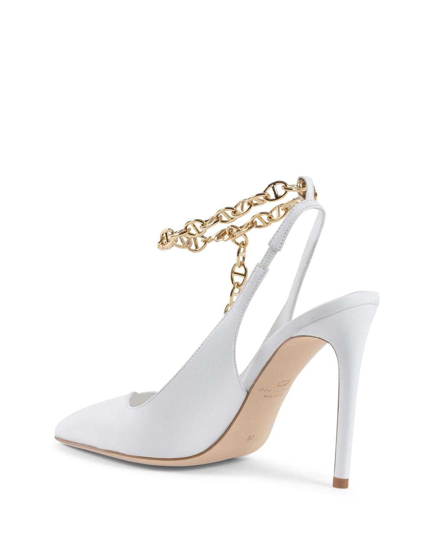 Gold Chain Embellished Decollete Pump - 39.5 EU
