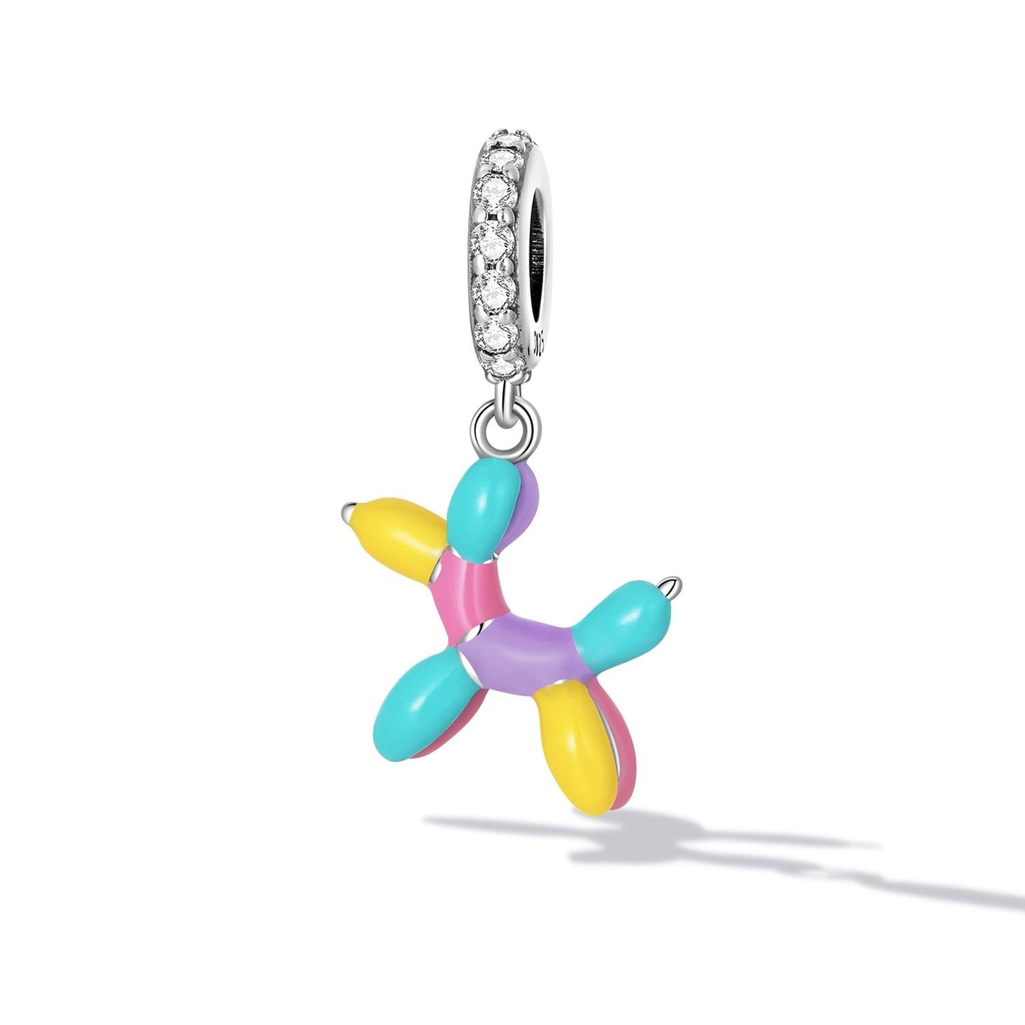 925 Sterling Silver Balloon Puppy Pendant For Bracelets & Necklaces