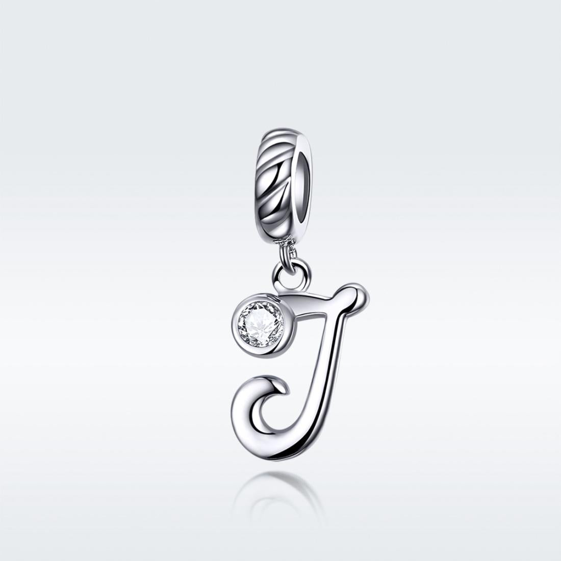925 Sterling Silver Personalized Letter Pendant For Diy Bracelets & Necklaces Style - J