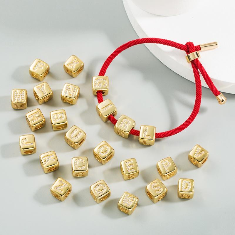 Brass Micro Inlaid Couple Red String Diy Bracelet Style - T
