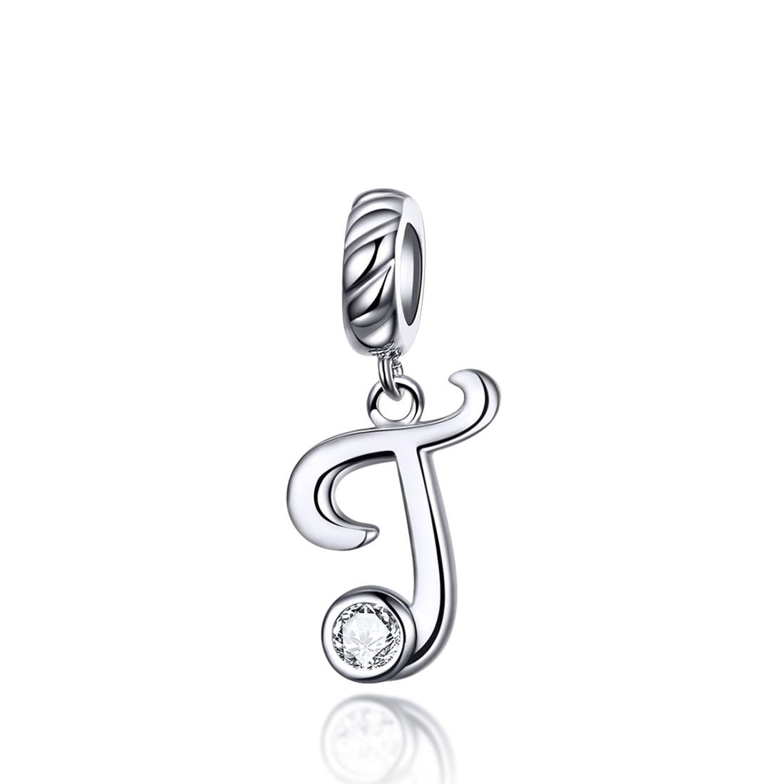 925 Sterling Silver Personalized Letter Pendant For Diy Bracelets And Necklaces Style - T