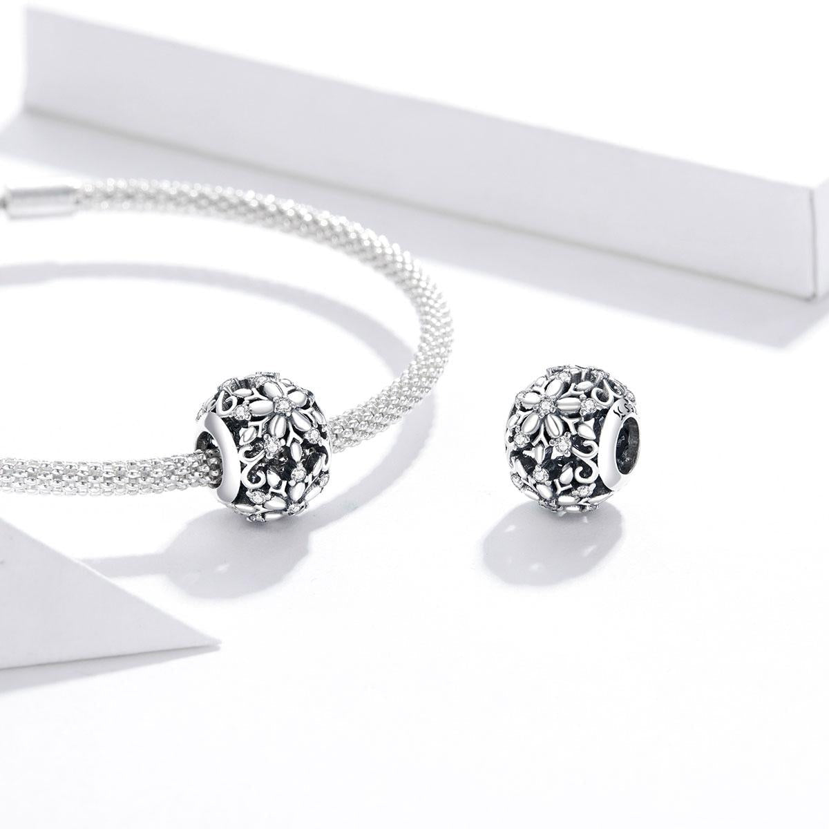925 Sterling Silver Snowflake Beads For Diy Bracelets & Necklaces