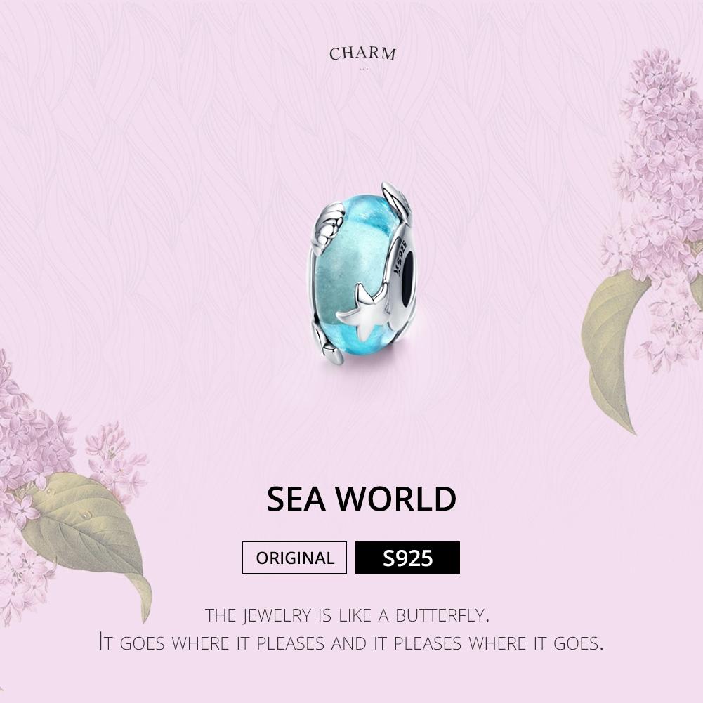 925 Sterling Silver Ocean Star Pendant Bracelet With Blue Glass Bead