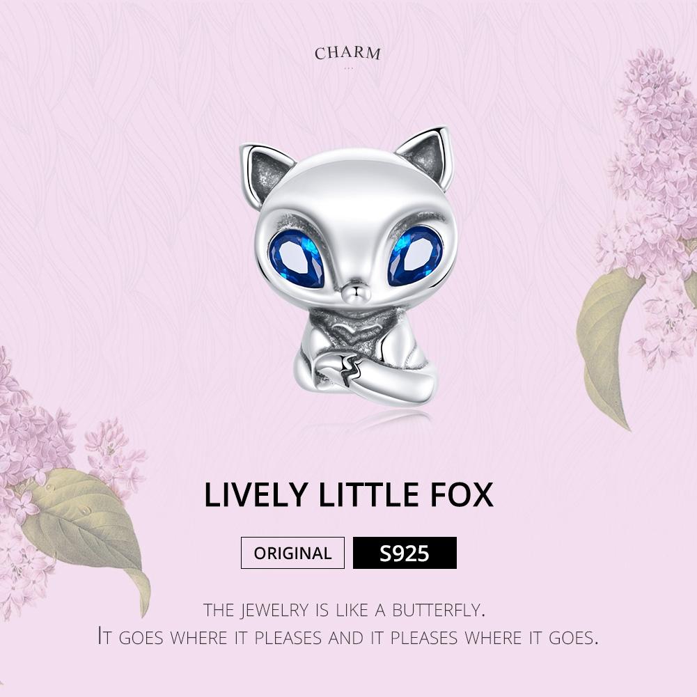 925 Sterling Silver Charming Fox Bead For Diy Bracelets & Necklaces