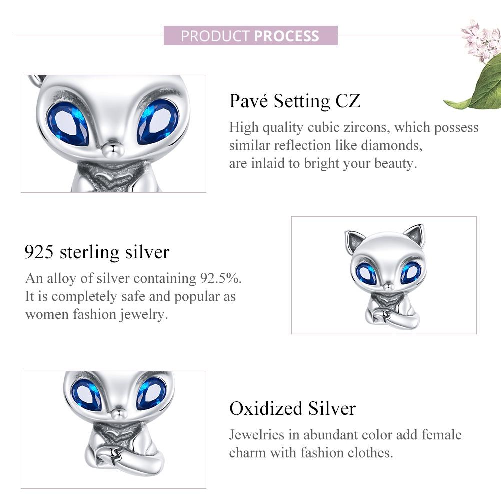 925 Sterling Silver Charming Fox Bead For Diy Bracelets & Necklaces