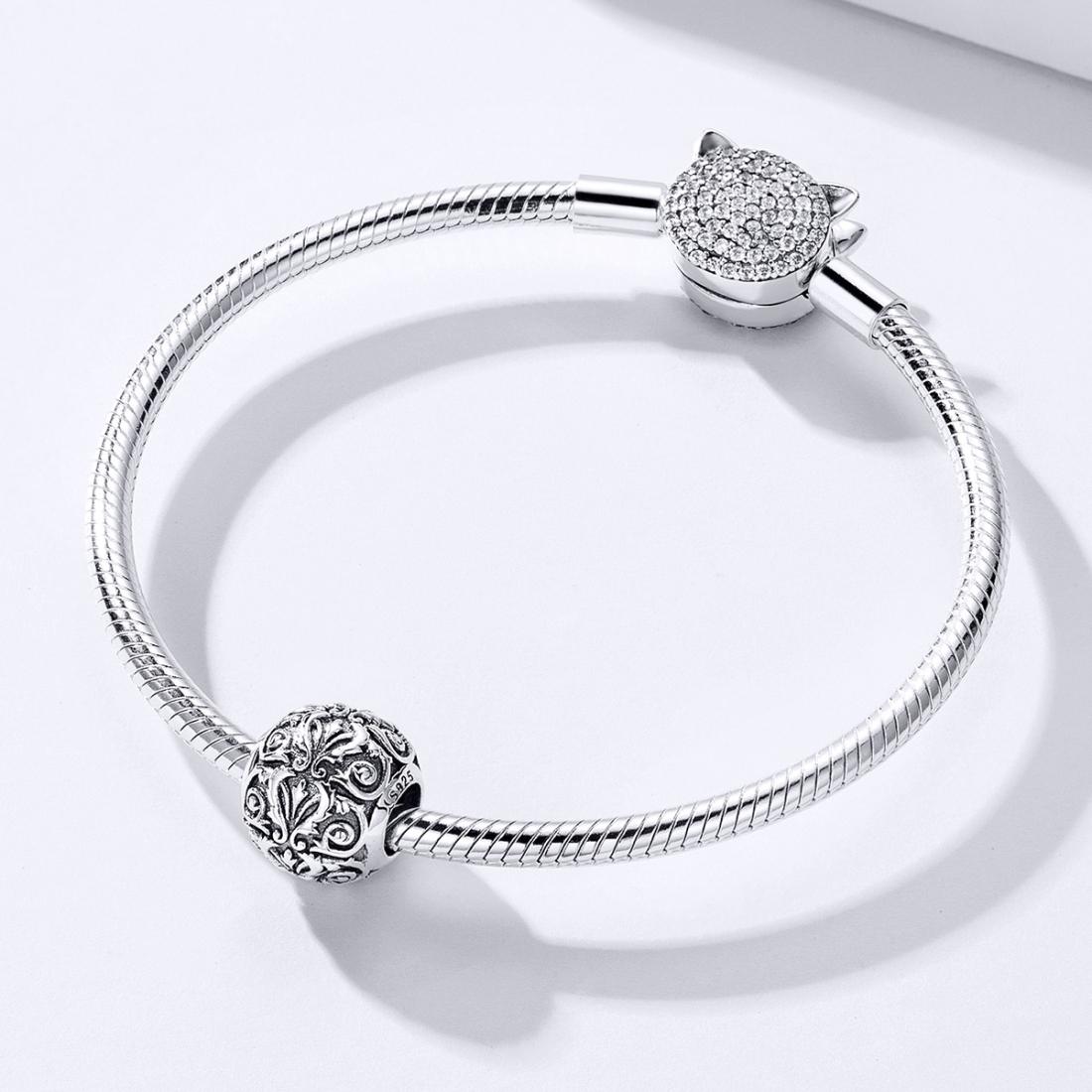 925 Sterling Silver Retro Flower Texture Beads For Diy Bracelets & Necklaces