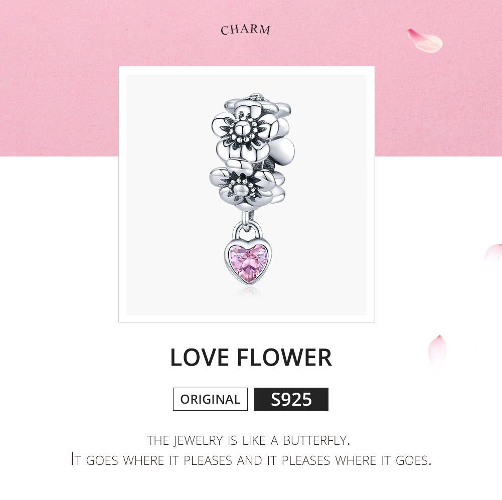 925 Sterling Silver Flower Bead Bracelet Charms