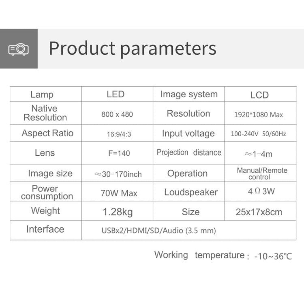 Smart Projector With 100 Ansi Lumens 800X400 Resolution Hdmi / Sd / Usb / Audio Support