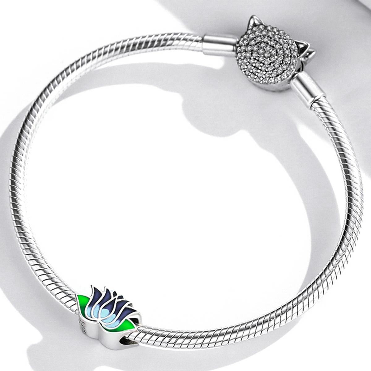 925 Sterling Silver Blue Lotus Bead Bracelet & Necklace Set