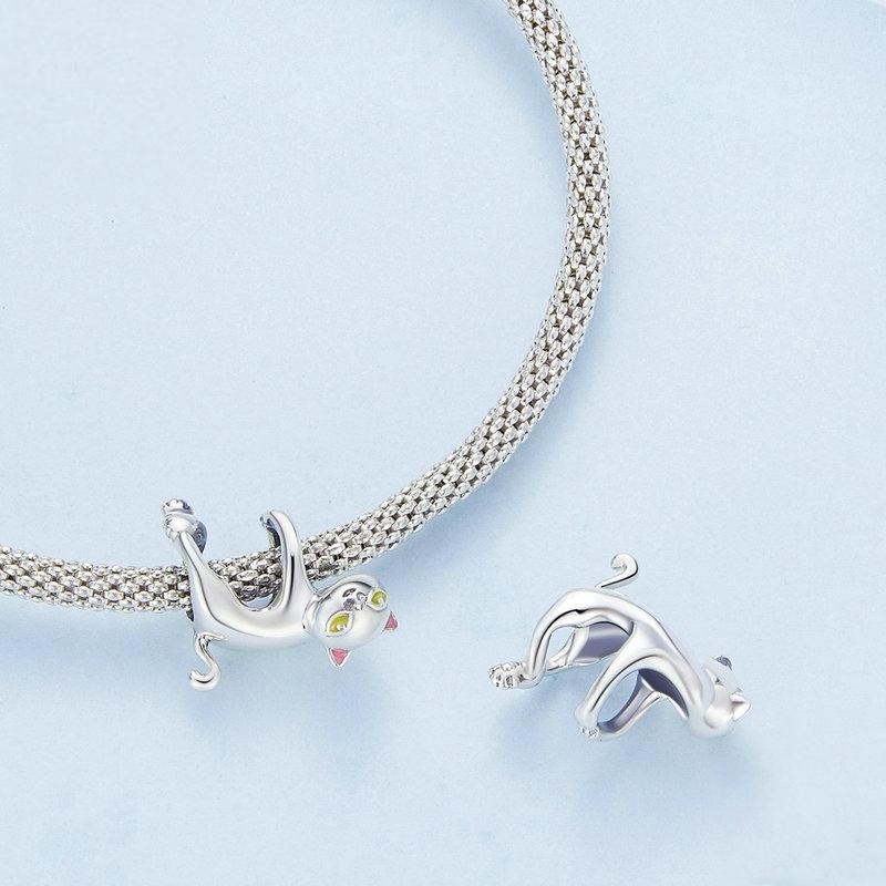 925 Sterling Silver White Cat Beaded Bracelet Bsc520 Sr