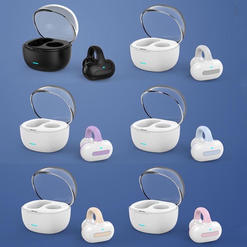 Touch Bone Conduction Bluetooth Earphone with Charging Warehouse - Ear Clip Type - Black