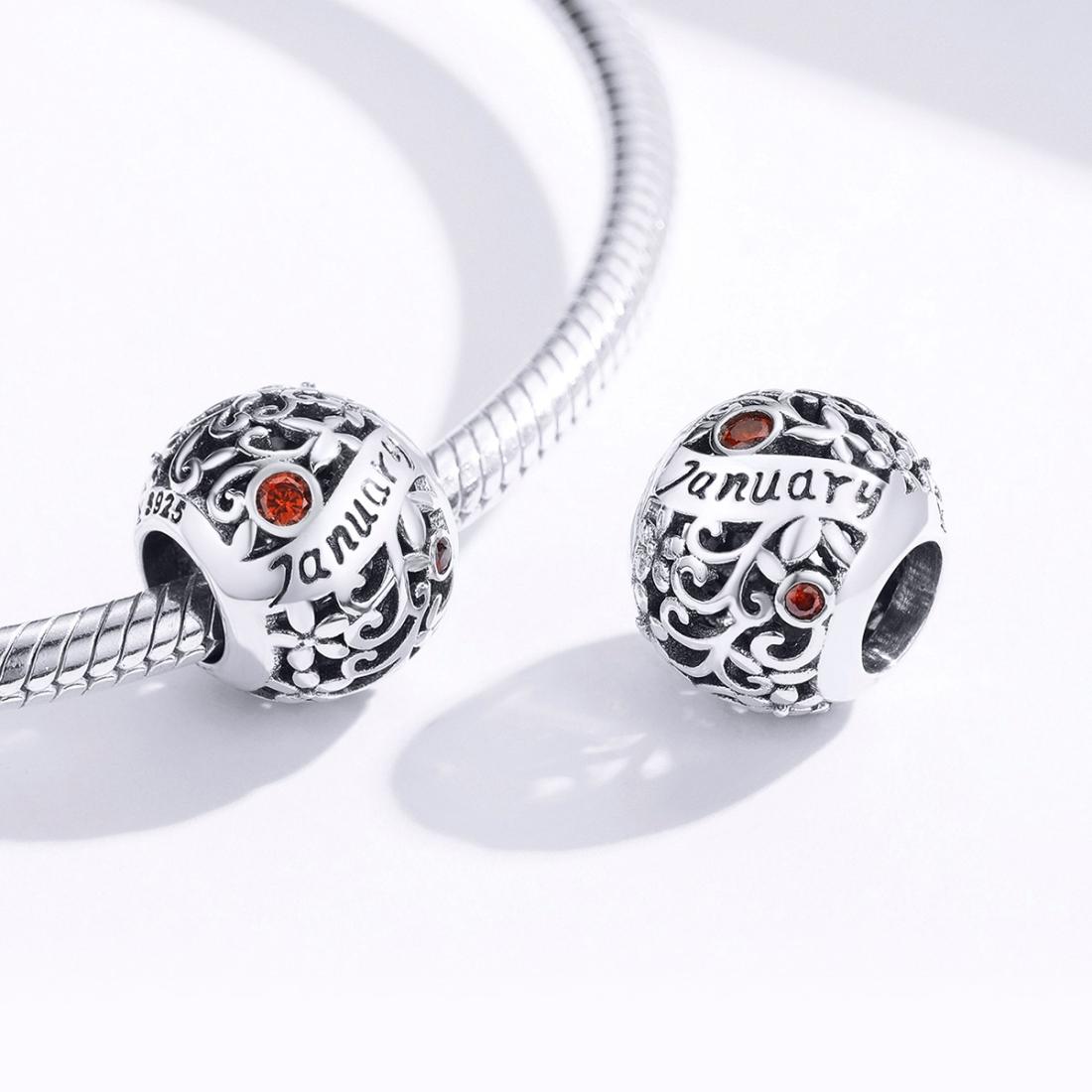 925 Sterling Silver Diy Birthstone Bracelet & Necklace Set January Style - January