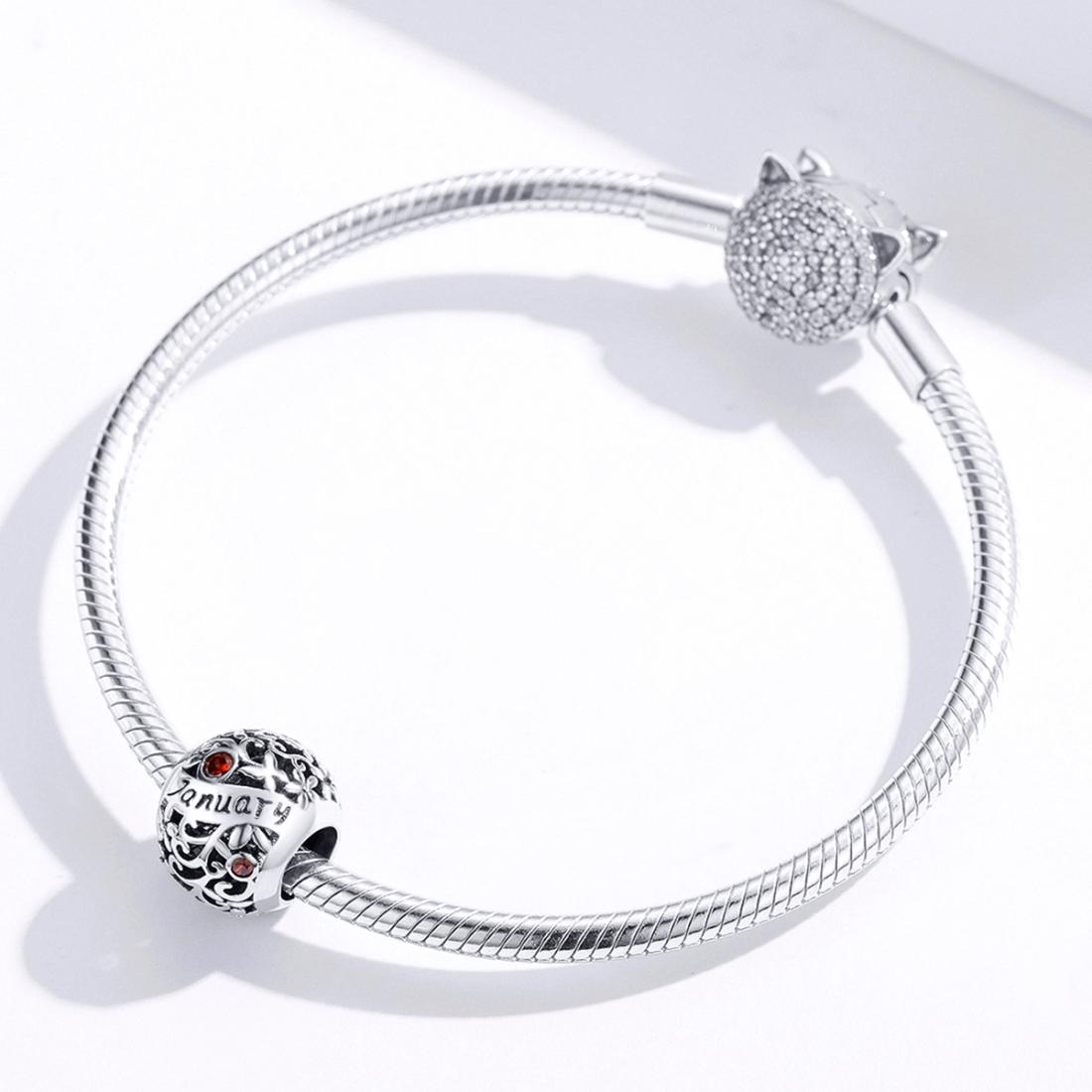 925 Sterling Silver Diy Birthstone Bracelet & Necklace Set January Style - January