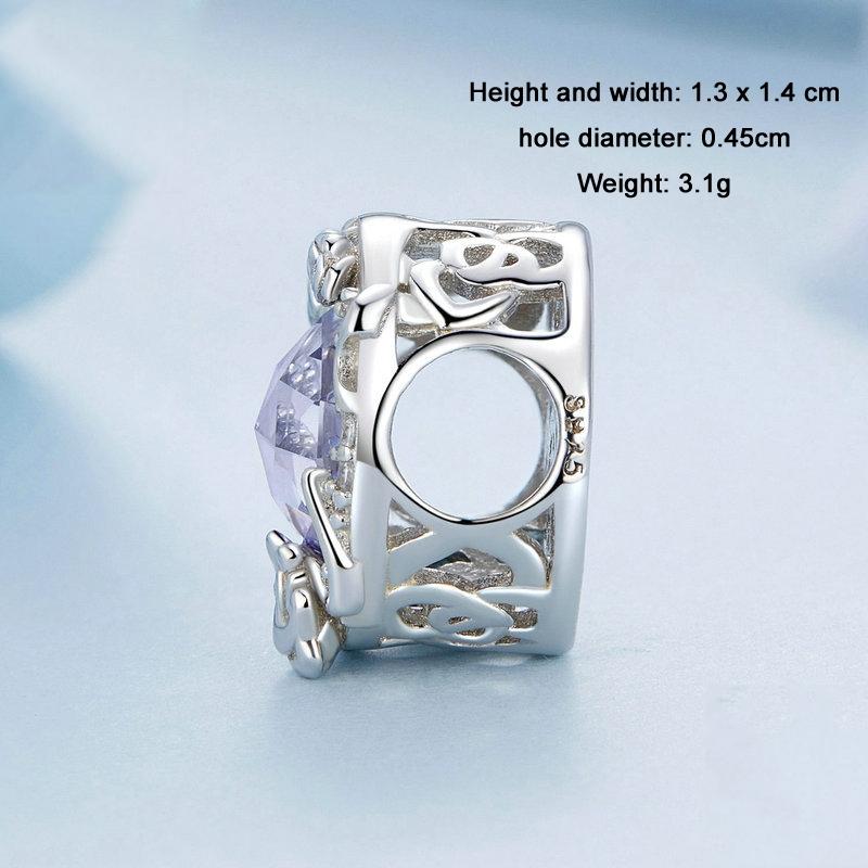 925 Sterling Silver Moon Rose Zirconia Beaded Bracelet
