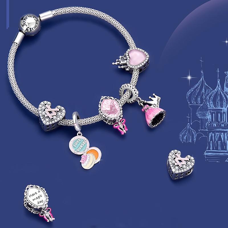 Retro Pink Pearl Bracelet With Fantasy Pendant