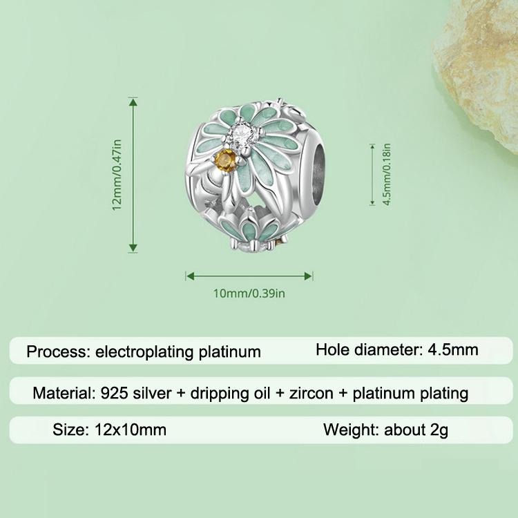 925 Sterling Silver Green Gradient Daisy Bee Bracelet