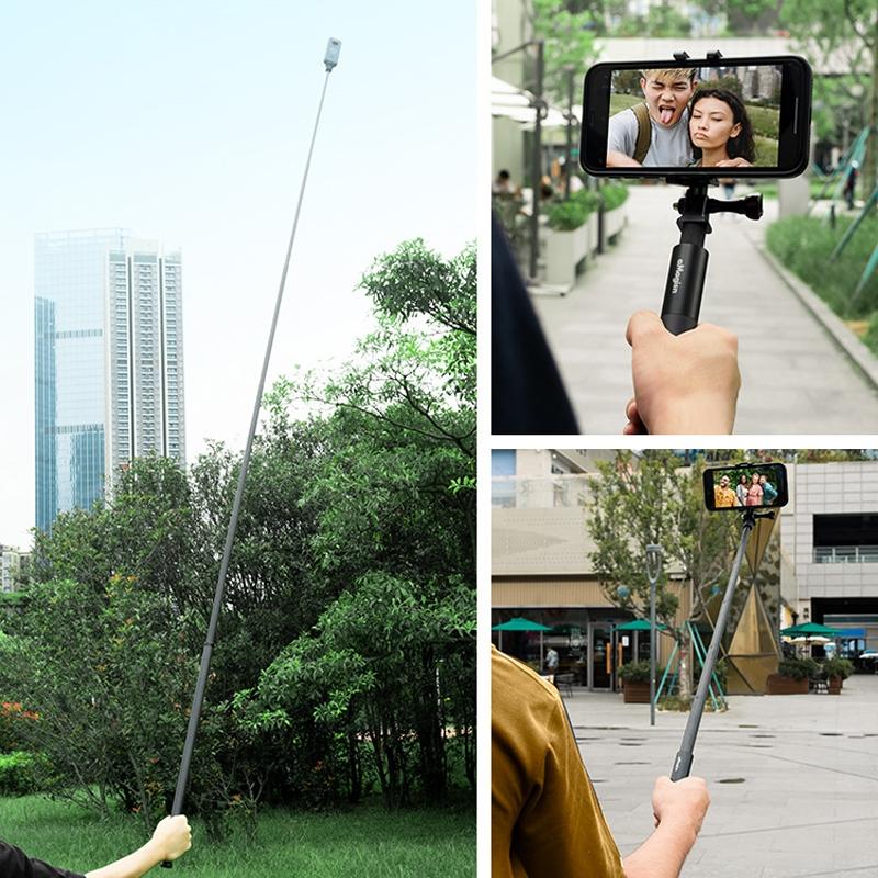 70cm Straight Pull Selfie Stick for Sports Cameras with 3 Jaw Screw - Single Rod
