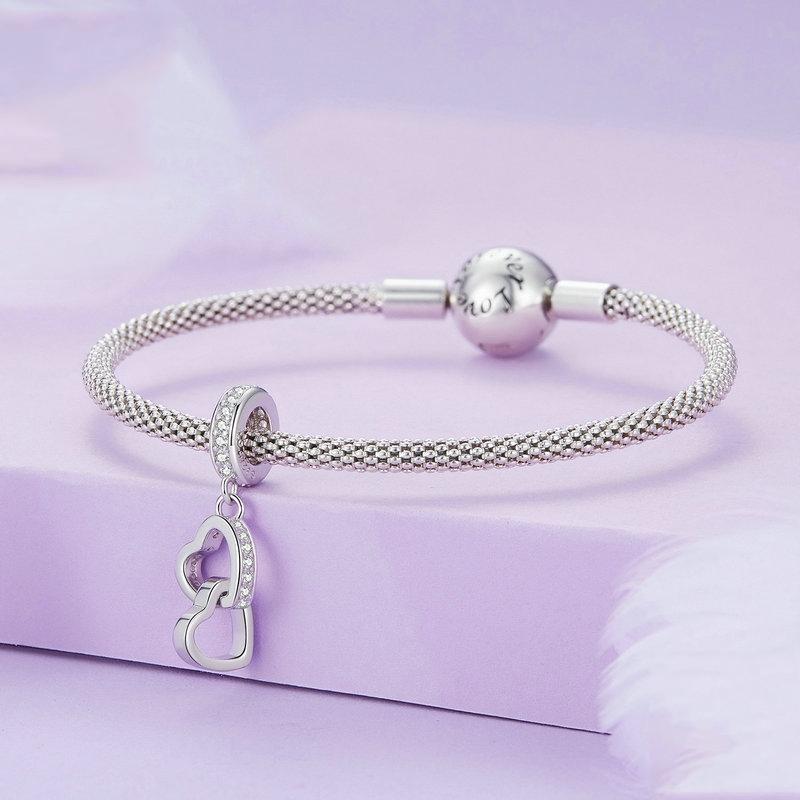 925 Sterling Silver Interlocking Love Heart Pendant