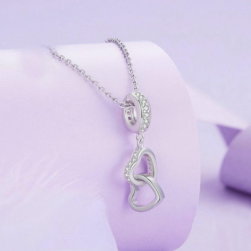 925 Sterling Silver Interlocking Love Heart Pendant