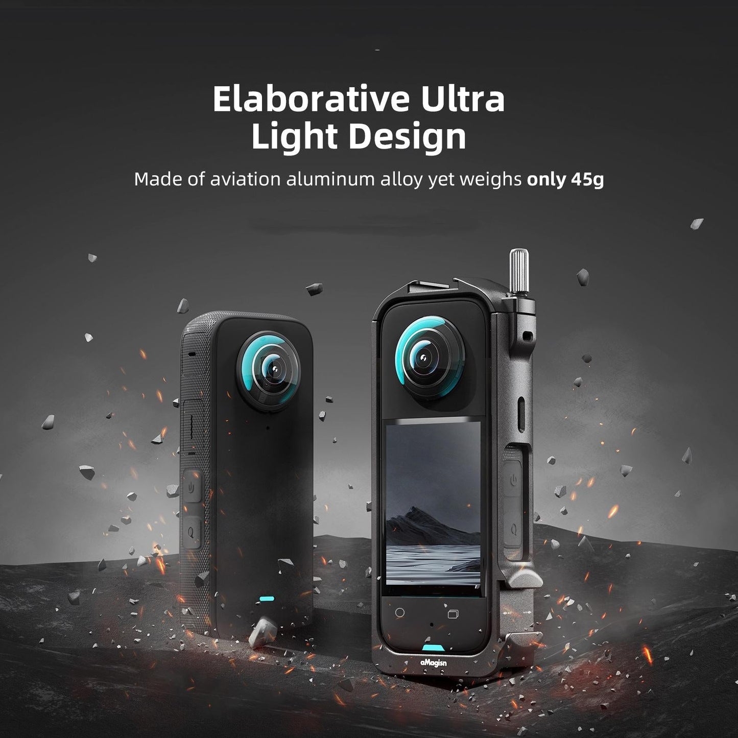 Amagisn Metal Rabbit Cage Protective Frame - Insta360 X3 - With Lens Cover