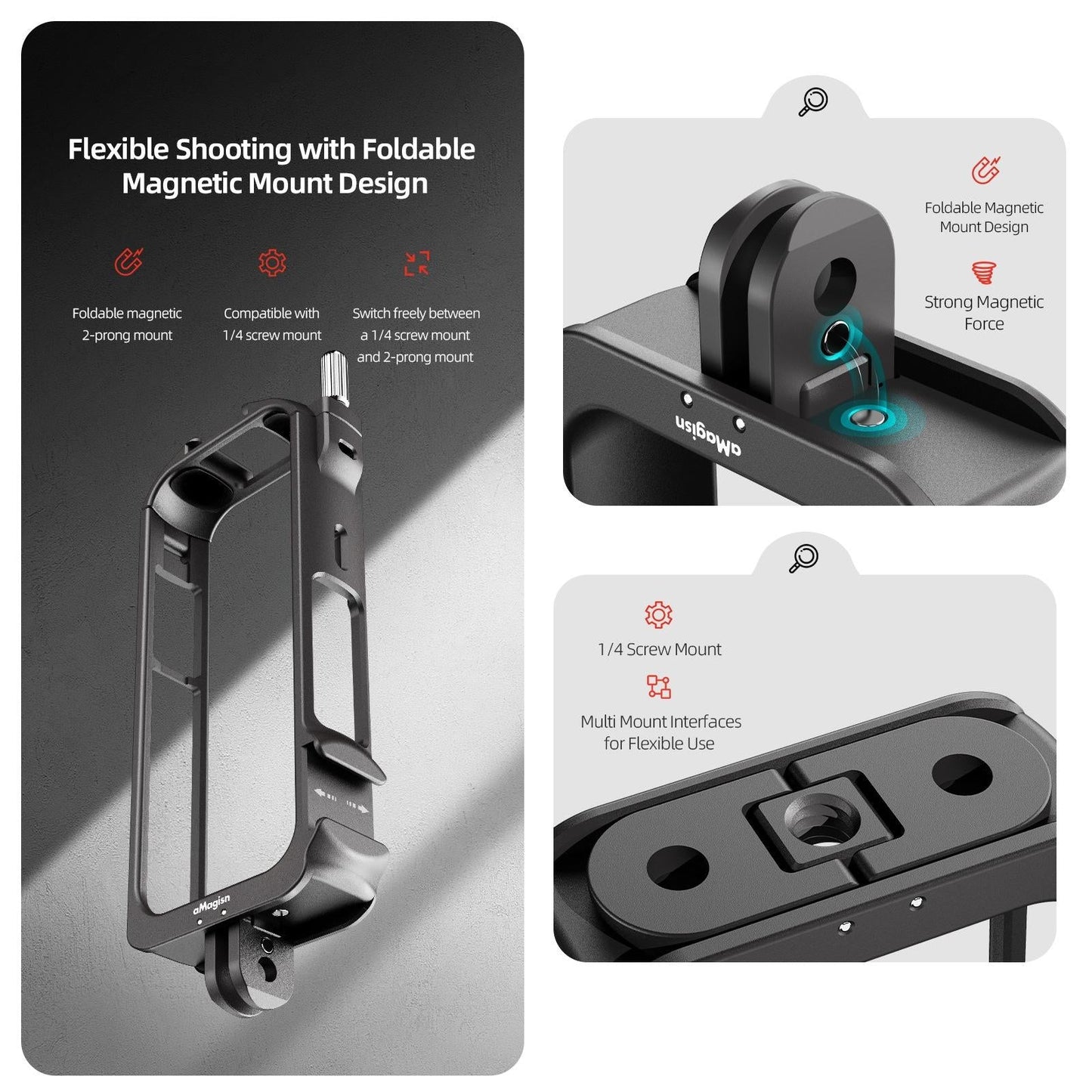 Amagisn Metal Rabbit Cage Protective Frame - Insta360 X3 - With Lens Cover