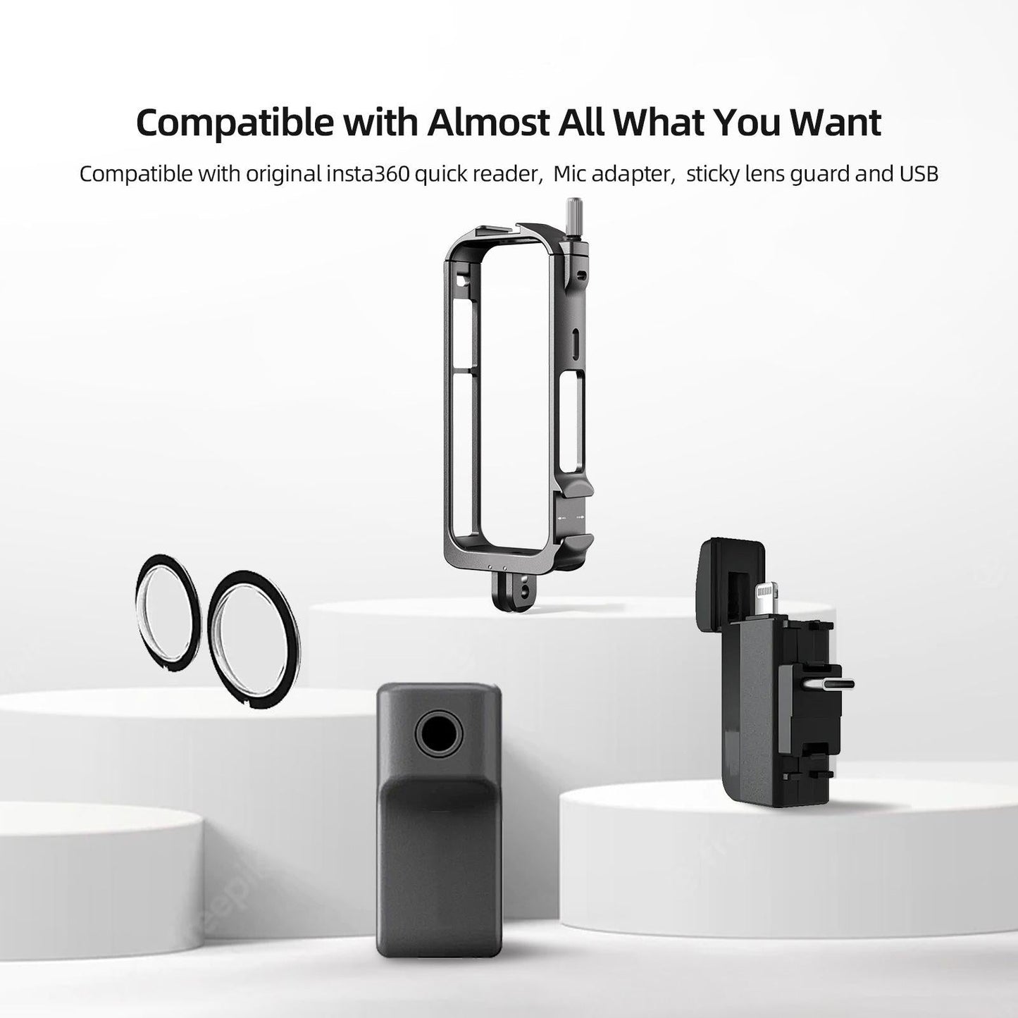 Amagisn Metal Rabbit Cage Protective Frame - Insta360 X3 - With Lens Cover