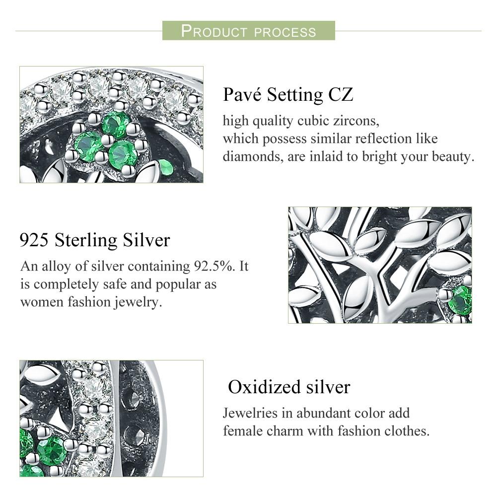 925 Sterling Silver Tree Of Life Diamond Pendant Bead Accessory Style - Bead