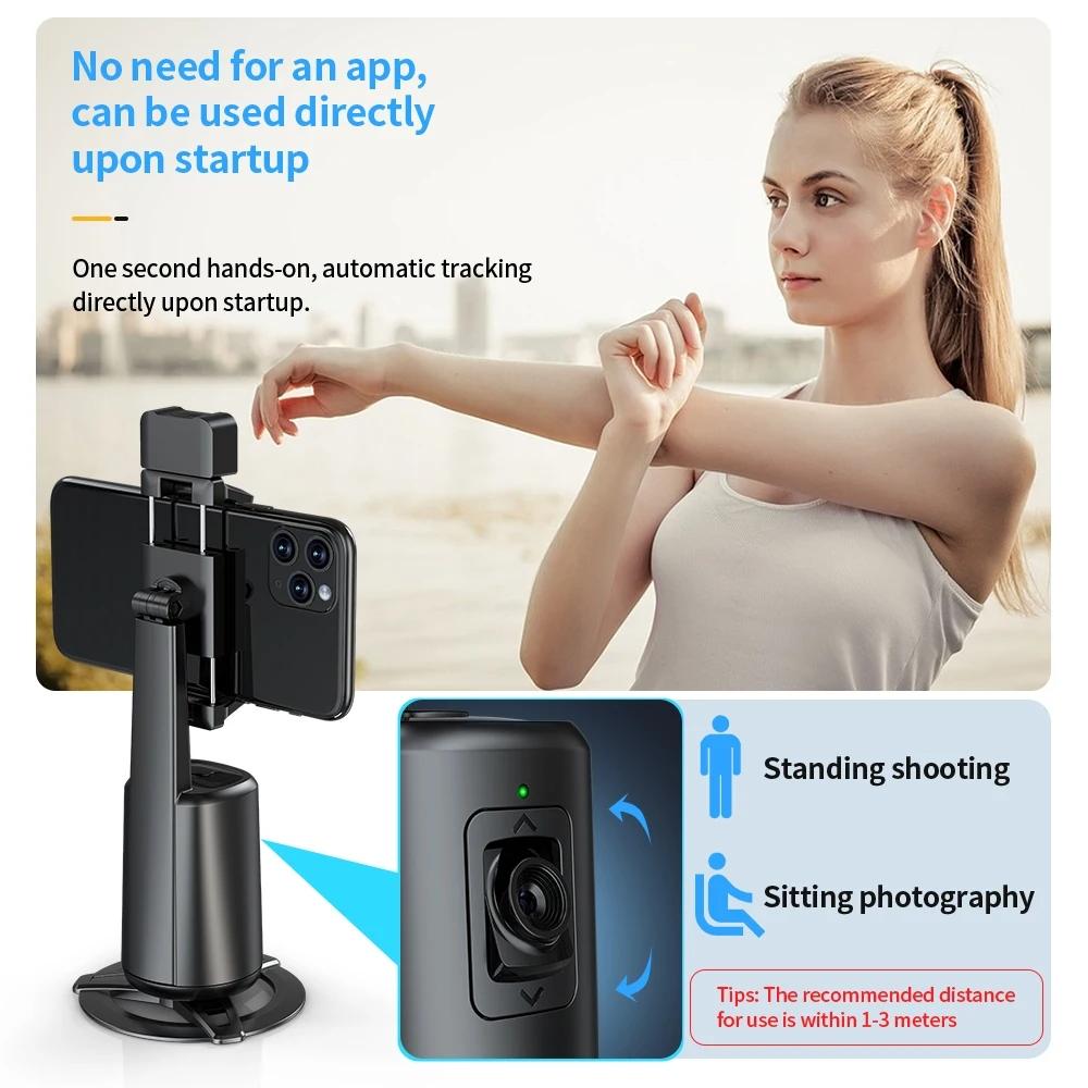 Auto Tracking Gimbal Stabilizer with Fill Light and Selfie Stick - 360 Degree Rotation - A200 Set 1
