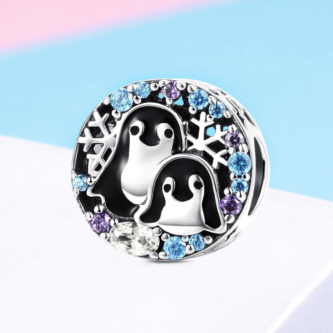 925 Sterling Silver Penguin Bracelet With Diamond Beads