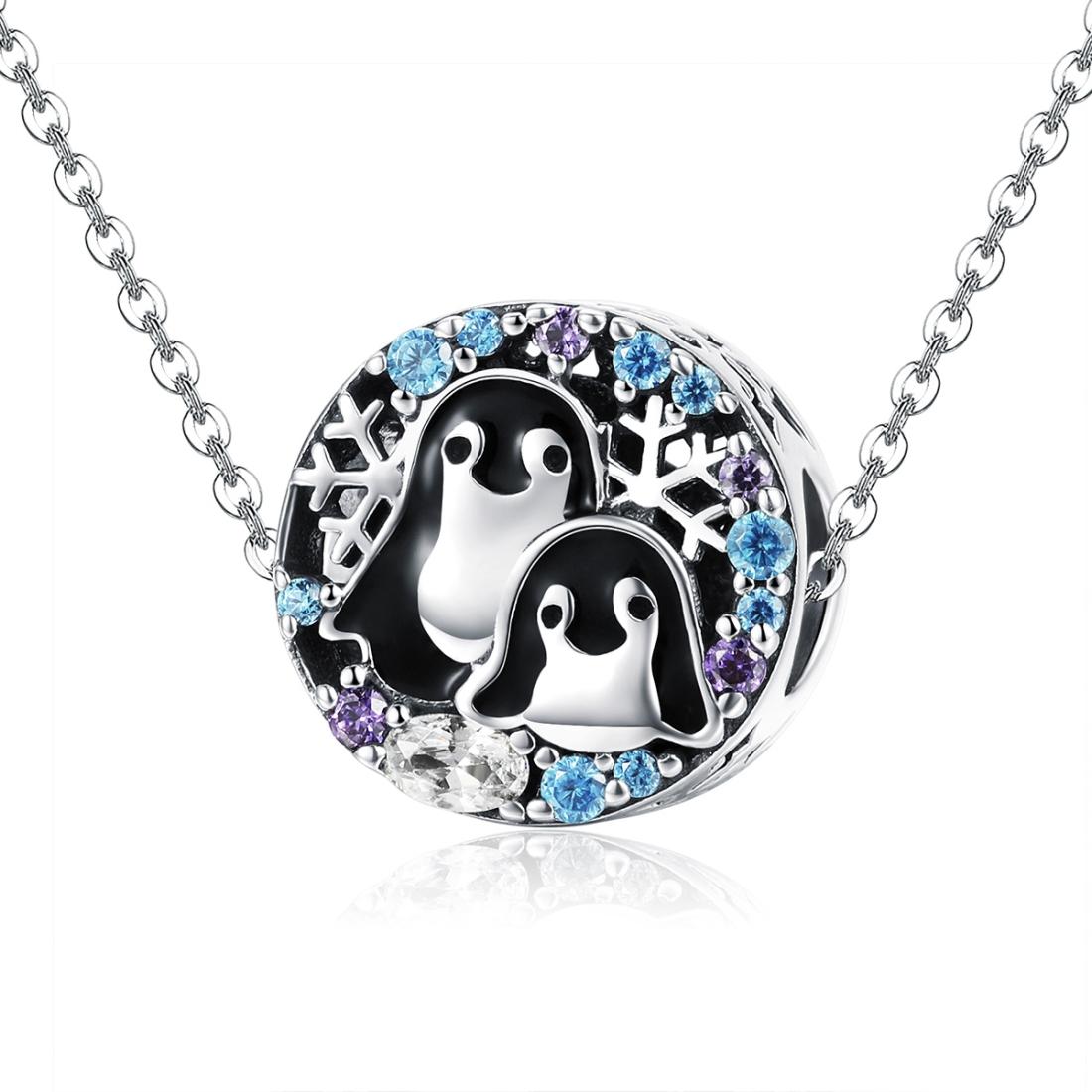 925 Sterling Silver Penguin Bracelet With Diamond Beads