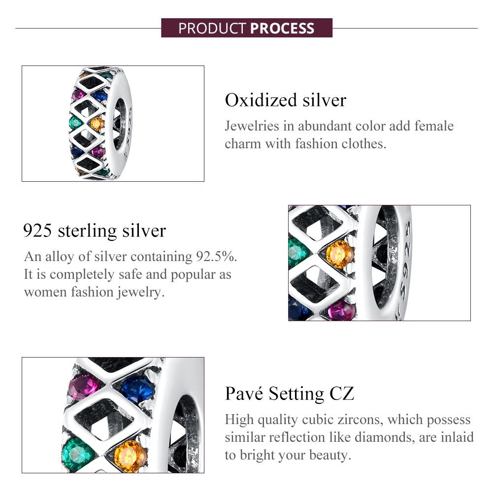 925 Sterling Silver Colorful Flag Beads For Diy Bracelets & Necklaces