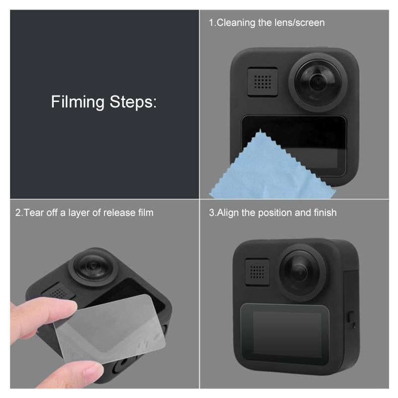 2-pack Tempered Glass Screen Protectors for Gopro Max Lcd Display