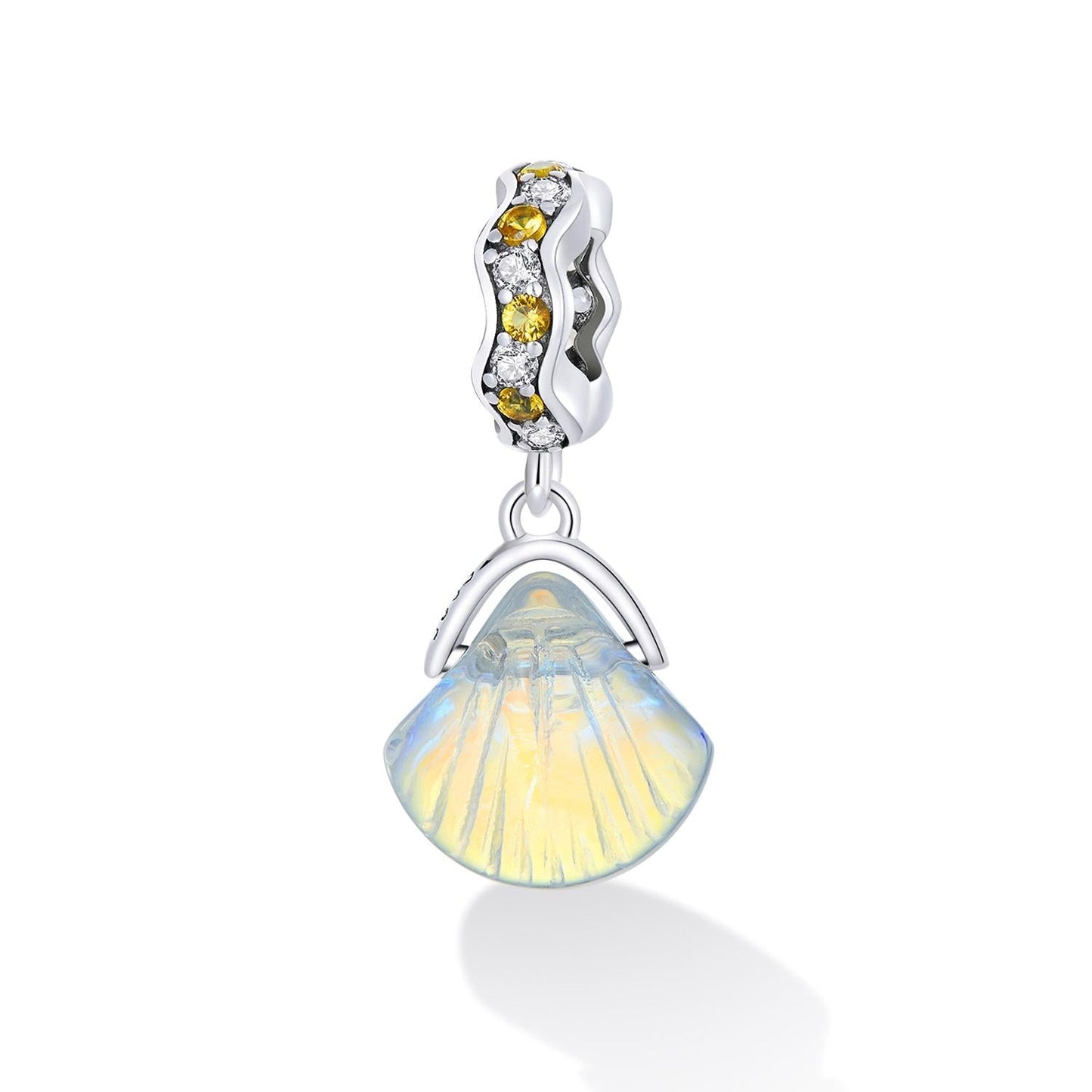 925 Sterling Silver Iridescent Shell Pendant For Diy Bracelet Or Necklace