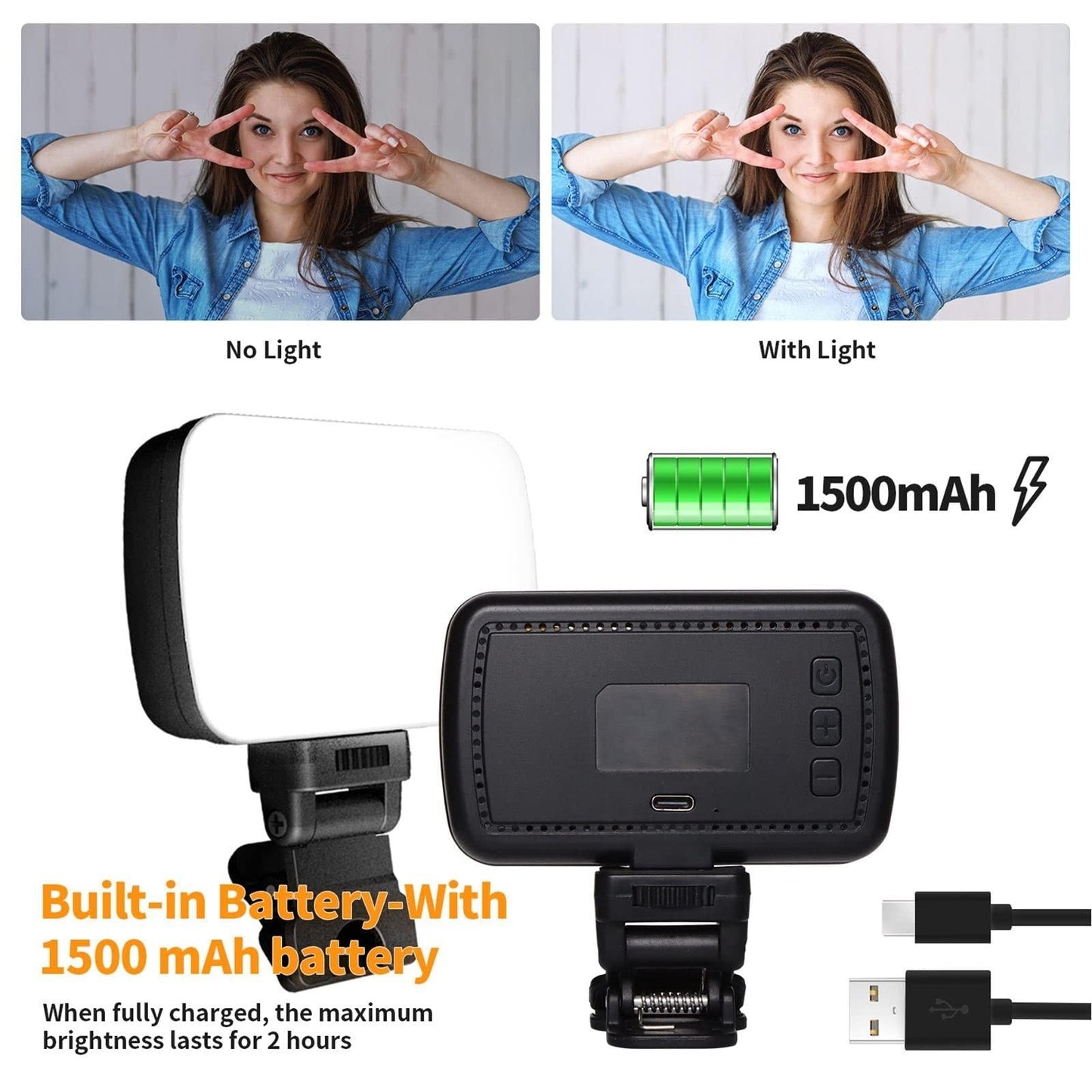 Rechargeable Video Conference Lighting - Three Colour Temperature Dimming
